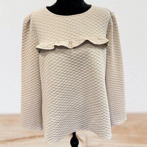 Cream Quilted Ruffle Blouse – Chic & Unique ✨